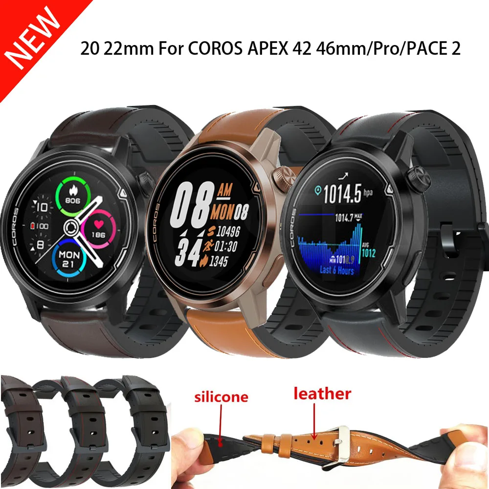 22 20mm Leather+Silicone Strap for COROS PACE 2/COROS APEX 42mm Bracelet Replacement Strap For COROS APEX Pro/COROS APEX 46mm
22 20mm Leather+Silicone Strap for COROS PACE 2/COROS APEX 42mm Bracelet Replacement Strap For COROS APEX Pro/COROS APEX 46mm