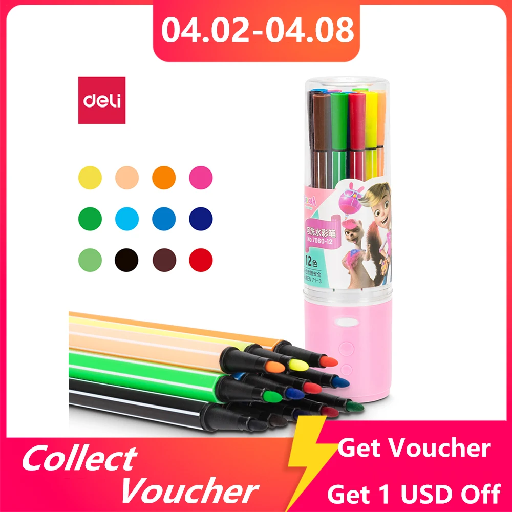 Deli Stationery Washable Watercolor Pen 12/18/24/Colors Non-toxic Pen For Kids Drawing Painting Watercolor Art Marker Pens
Deli Stationery Washable Watercolor Pen 12/18/24/Colors Non-toxic Pen For Kids Drawing Painting Watercolor Art Marker Pens