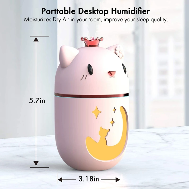 Cool Mist Humidifier with Adjustable Mist Mode-350Ml Water Tank Lasts Up to 10 Hours, 7 Color LED Lights for Bedroom
Cool Mist Humidifier with Adjustable Mist Mode-350Ml Water Tank Lasts Up to 10 Hours, 7 Color LED Lights for Bedroom