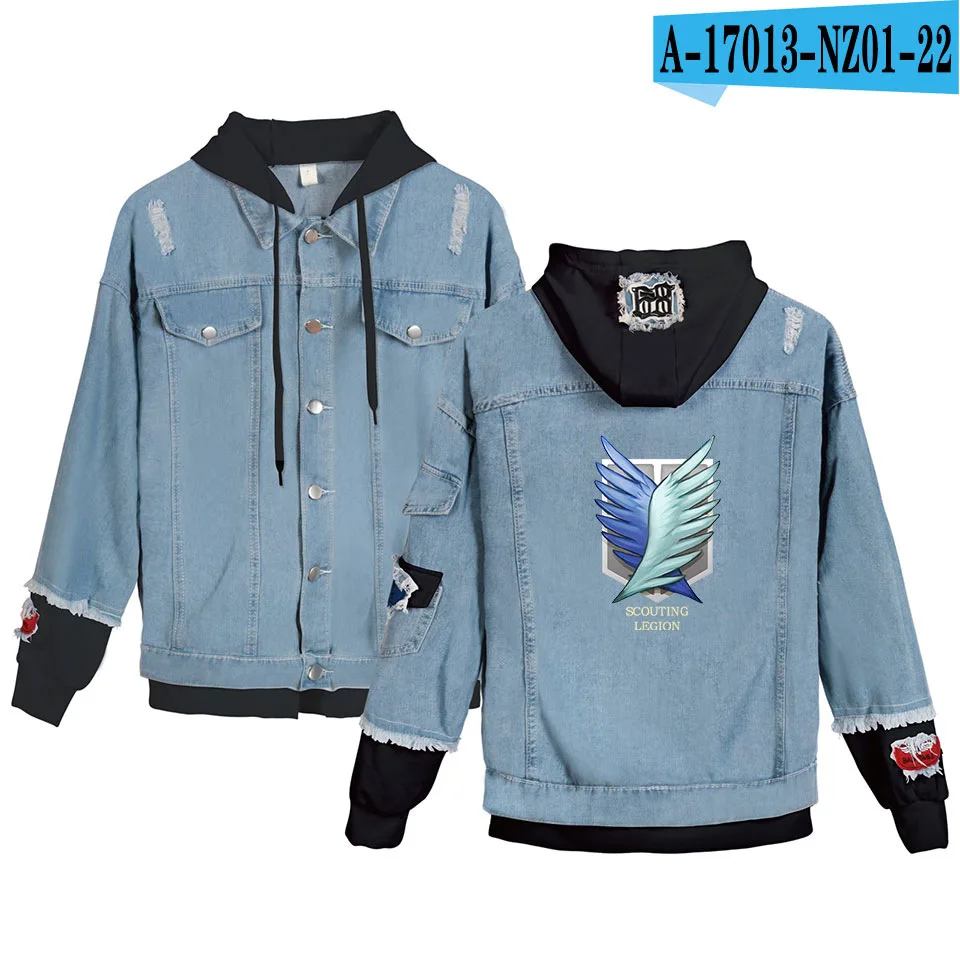 Novelty Anime Attack on Titan Denim Jackets Men/Women Shingeki No Kyojin Hooded Denim hoodies streetwear Outwear Cosplay Clothes
Novelty Anime Attack on Titan Denim Jackets Men/Women Shingeki No Kyojin Hooded Denim hoodies streetwear Outwear Cosplay Clothes