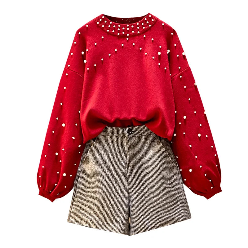 ICHOIX Winter 2pcs Set for Women Long Sleeve Red Sweater+ Mini Shorts Fashion Cool Gril's Two Pices Suits HighStreet Wear Kits
ICHOIX Winter 2pcs Set for Women Long Sleeve Red Sweater+ Mini Shorts Fashion Cool Gril's Two Pices Suits HighStreet Wear Kits