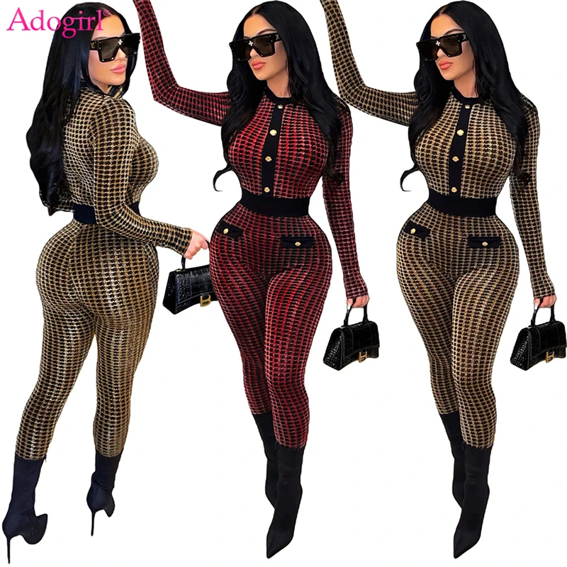 Adogirl Buttons Gold Thread Jacquard Houndstooth Jumpsuits 2022 Spring Elegant Women Plaid Slim Skinny Overalls Fashion Romper
Adogirl Buttons Gold Thread Jacquard Houndstooth Jumpsuits 2022 Spring Elegant Women Plaid Slim Skinny Overalls Fashion Romper