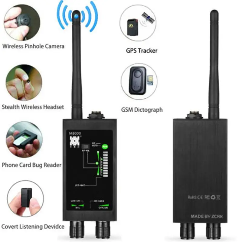 M8000 automatic Signal Detector Wireless RF Signal Detector Anti-spy Candid Camera GSM GPS Scan Finder Magnetic Antenna Detect
M8000 automatic Signal Detector Wireless RF Signal Detector Anti-spy Candid Camera GSM GPS Scan Finder Magnetic Antenna Detect