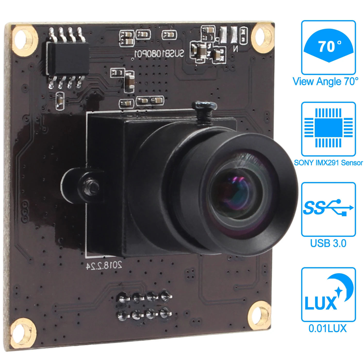 Камера 2 Мп без искажений USB3.0 IMX291 высокая fps 50 кадров в секунду 1920*1080 UVC plug play