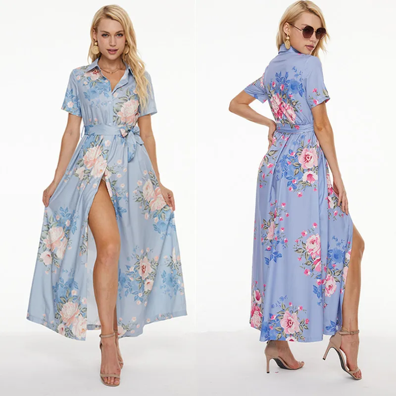Fashion Short Sleeve Floral Shirt Dress Women Casual Print Maxi Vestidos Female Lapel Robe Oversized Sashes Split Boho Sundress
Fashion Short Sleeve Floral Shirt Dress Women Casual Print Maxi Vestidos Female Lapel Robe Oversized Sashes Split Boho Sundress