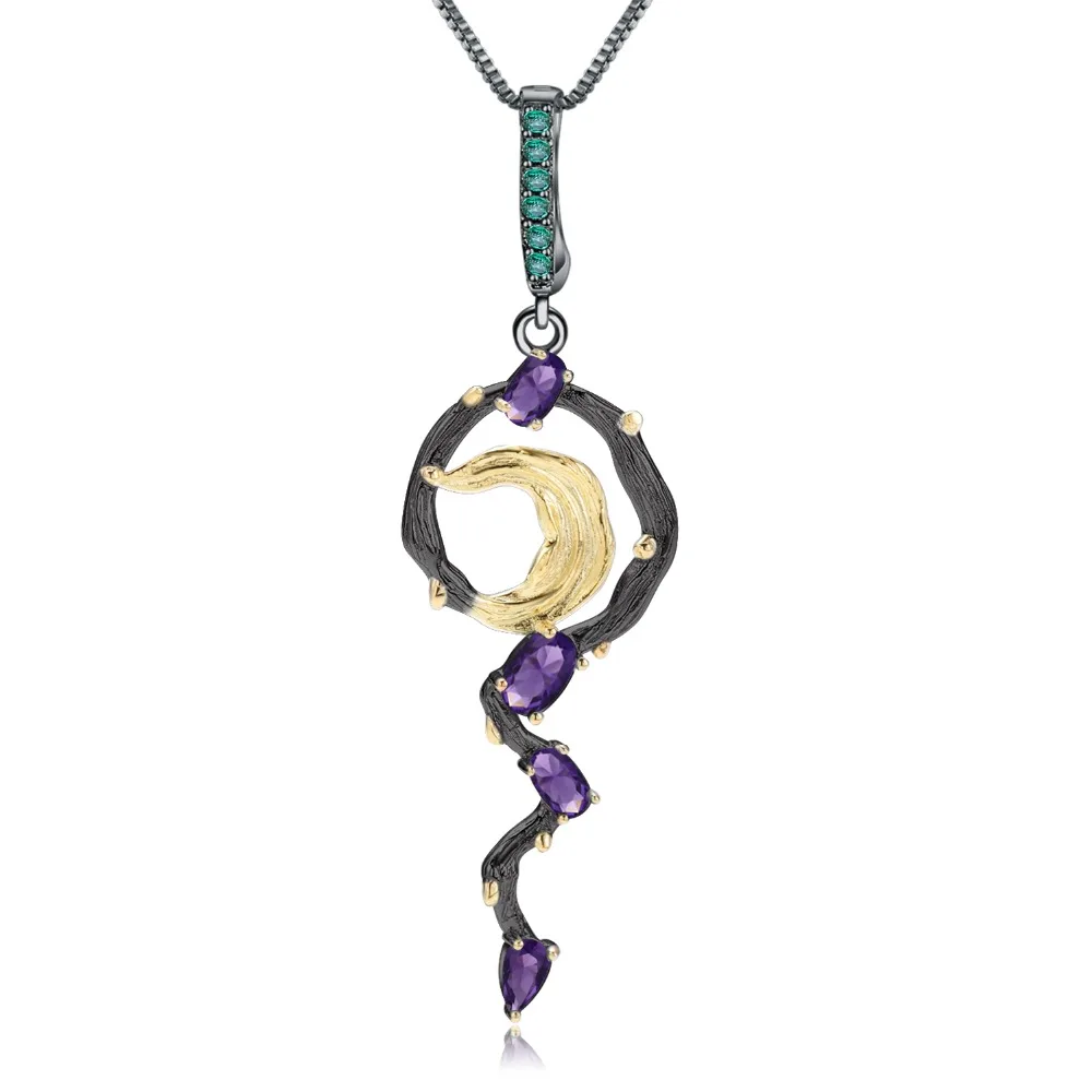 GEM'S BALLET 1.18Ct Natural Amethyst Gemstone Vintage Fine Jewelry 925 Sterling Silver Handmade Moon Pendant Necklace for Women
GEM'S BALLET 1.18Ct Natural Amethyst Gemstone Vintage Fine Jewelry 925 Sterling Silver Handmade Moon Pendant Necklace for Women