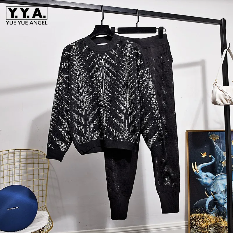 Women Two-Piece Sets Pullover Sweater Pencil Pant Beading Round Neck Drop-Shoulder Autumn Winter New Lady Elegant Knitting Suit
Women Two-Piece Sets Pullover Sweater Pencil Pant Beading Round Neck Drop-Shoulder Autumn Winter New Lady Elegant Knitting Suit