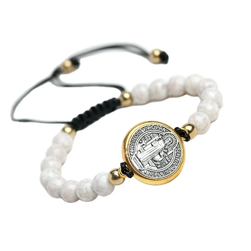 Vintage Saint Benedict Medal Cross Charm Gold/Silver Color Religious Weave Bracelet Catholic Medals Bracelet Pulsera Catolica
Vintage Saint Benedict Medal Cross Charm Gold/Silver Color Religious Weave Bracelet Catholic Medals Bracelet Pulsera Catolica
