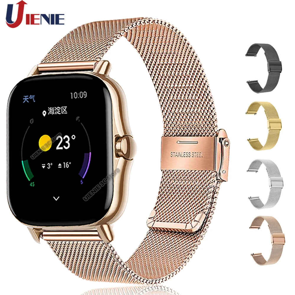 

20mm Watchband for Xiaomi Huami Amazfit GTS 2 Milanese Strap for Bip Lite/GTR 42mm/Haylou LS02 Smart Bracelet Watch Band Correa