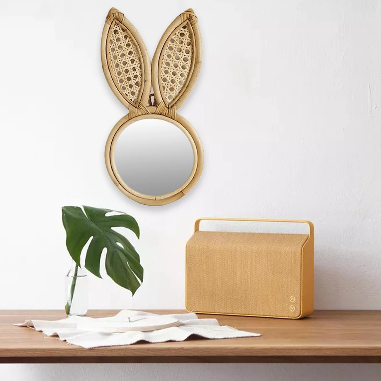 Wall Hanging Mirror Rattan Creative art ins decorative Mirror Handmade Decorative Rabbit Ears Mirror For Home Decor
Wall Hanging Mirror Rattan Creative art ins decorative Mirror Handmade Decorative Rabbit Ears Mirror For Home Decor