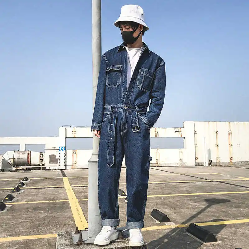 Denim Coverall Men jeans American style jumpsuit Long sleeve men's loose jeans casual washed straight pants tide Overalls
Denim Coverall Men jeans American style jumpsuit Long sleeve men's loose jeans casual washed straight pants tide Overalls