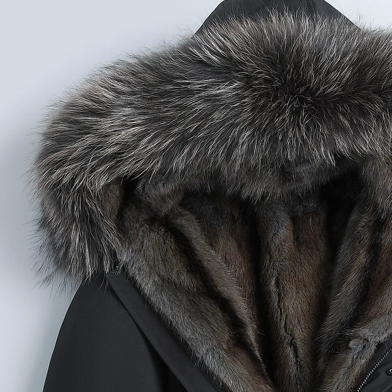 AYUNSUE зимнее пальто из натурального меха Мужская парка куртка с подкладкой норки