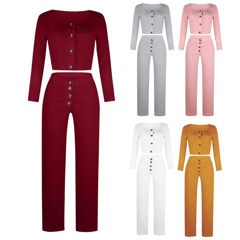 Женский трикотажный костюм в рубчик из 2 предметов, пикантный укороченный Топ с длинным рукавом и квадратным вырезом на пуговицах, брюки с ш...
Женский трикотажный костюм в рубчик из 2 предметов, пикантный укороченный Топ с длинным рукавом и квадратным вырезом на пуговицах, брюки с ш...