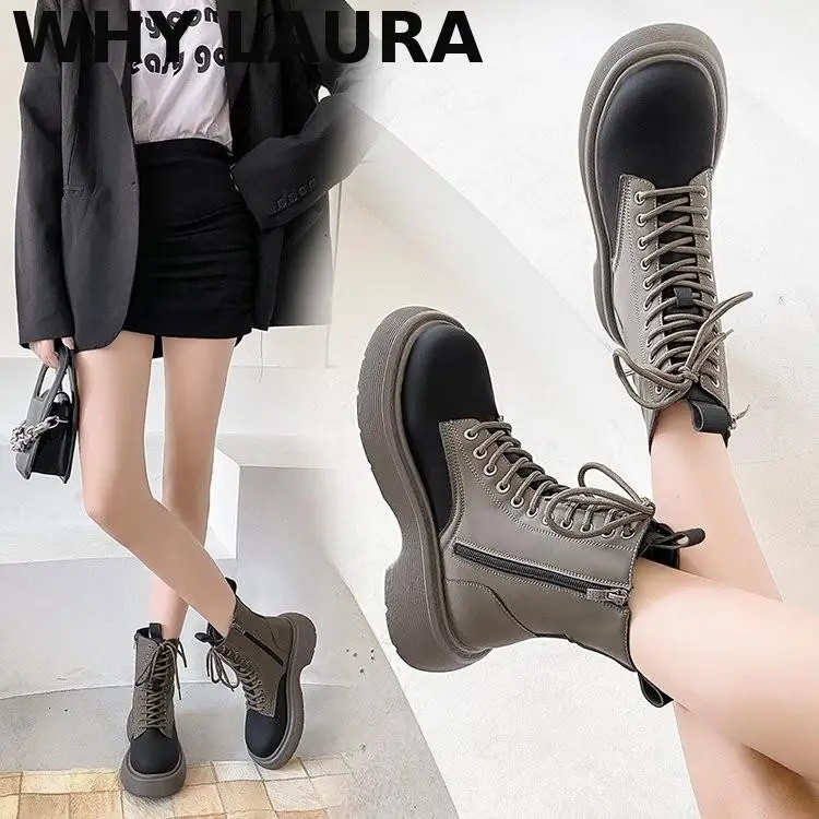 Booties for women in 2021 the new winter patchwork color women's shoes lace-up thick-soled thin single women's boots breathable
Booties for women in 2021 the new winter patchwork color women's shoes lace-up thick-soled thin single women's boots breathable