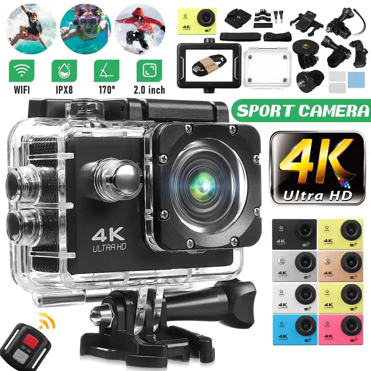H9R Action Camera Ultra HD 4K / 30fps WiFi 2.0" 170D Underwater IPX8 Waterproof 1600W Pixel Cam Helmet Vedio Go Sport Pro Camera
H9R Action Camera Ultra HD 4K / 30fps WiFi 2.0" 170D Underwater IPX8 Waterproof 1600W Pixel Cam Helmet Vedio Go Sport Pro Camera