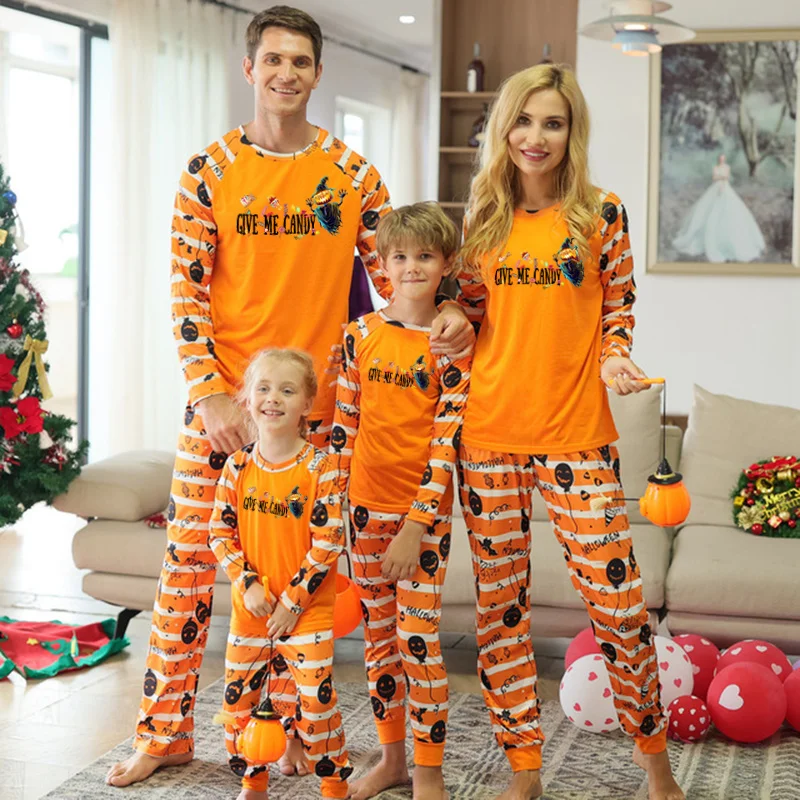 

2021 DIY Хэллоуин пижамы Семейный комплект одинаковых пижам для женщин домашняя одежда для мам и родственников Детская Пижама для зимы