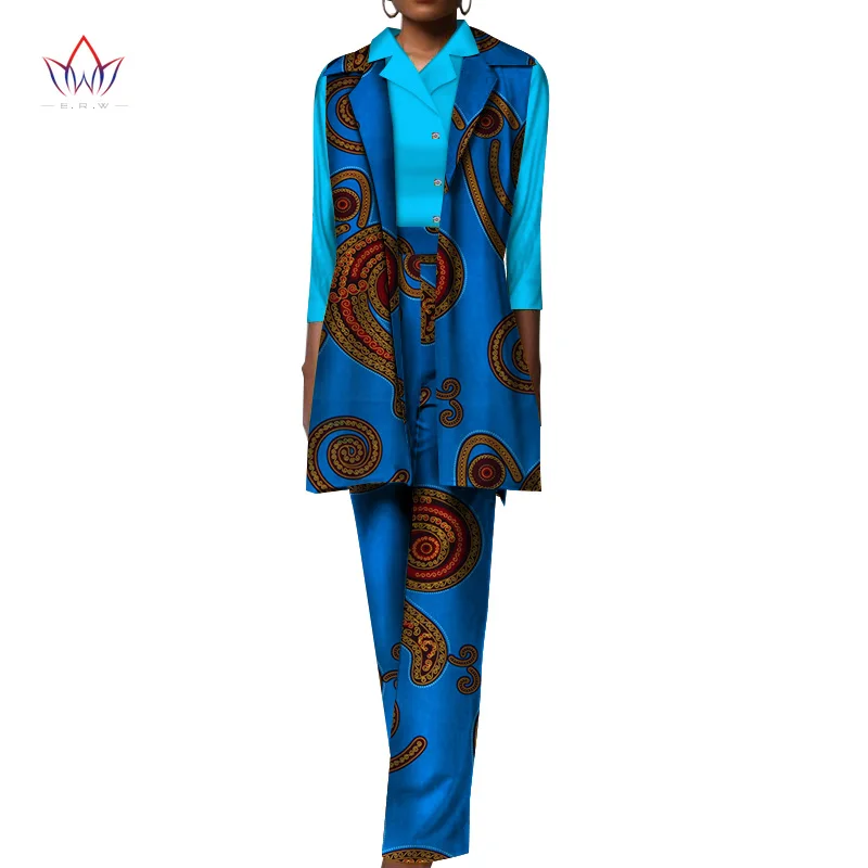 Комплект женской одежды из 3 предметов, рубашка и жилет, африканская одежда, WY3444 
Комплект женской одежды из 3 предметов, рубашка и жилет, африканская одежда, WY3444