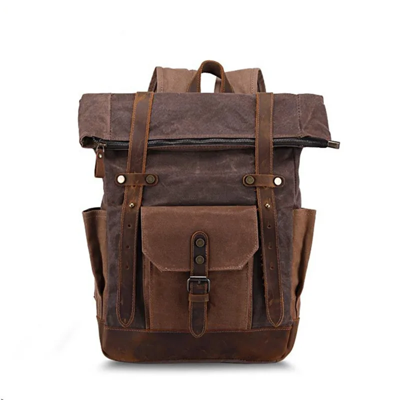 Vintage Style Men's Oil Wax Waterptoof Canvas Backpack Retro Canvas Bags Unisex Large Capacity Travelling Backpaks
Vintage Style Men's Oil Wax Waterptoof Canvas Backpack Retro Canvas Bags Unisex Large Capacity Travelling Backpaks