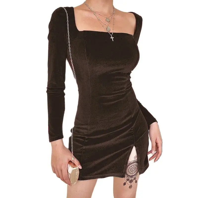 2022 Sexy Velvet Mini Dress Women Black Red Brown Solid U-Neck Split Long Sleeve Spring Winter Party Evening Y2K Dresses Woman
2022 Sexy Velvet Mini Dress Women Black Red Brown Solid U-Neck Split Long Sleeve Spring Winter Party Evening Y2K Dresses Woman