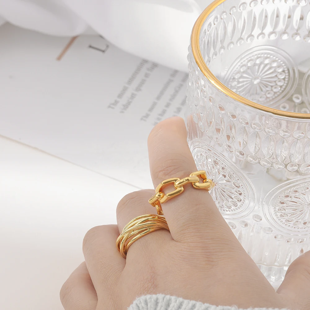 New Trendy Geometric Punk Link Chain Chunky Rings Female Minimalist Gold Color Leaf Open Rings Statement Jewelry For Women
New Trendy Geometric Punk Link Chain Chunky Rings Female Minimalist Gold Color Leaf Open Rings Statement Jewelry For Women