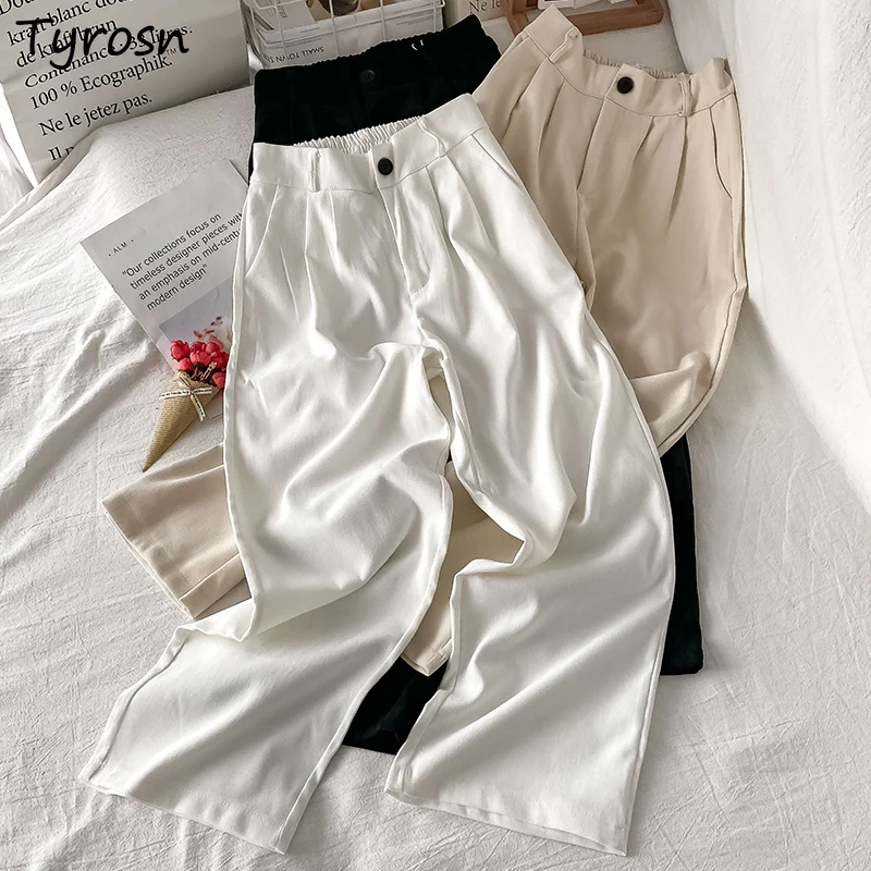 Casual Pants Women All-match Zipper Fly Pleated High Street Empire Straight Pant Office Lady Elegant White Trousers Chic Ulzzang
Casual Pants Women All-match Zipper Fly Pleated High Street Empire Straight Pant Office Lady Elegant White Trousers Chic Ulzzang