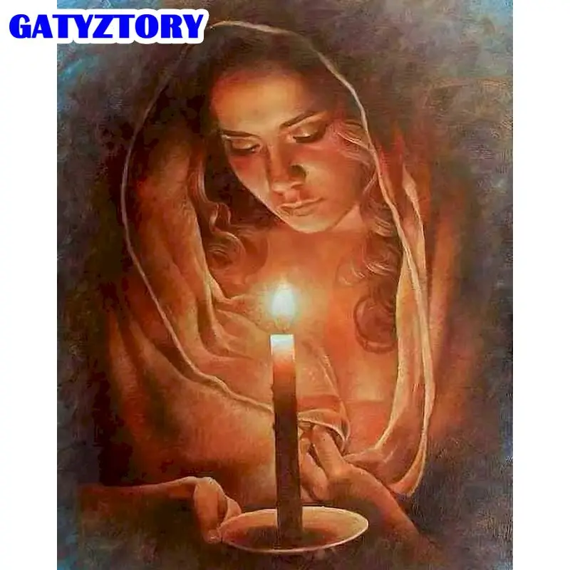 

GATYZTORY Diy Painting By Numbers Virgin Mary Wall Decor HandPainted Oil Coloring Acrylic Paint By Number Adults Picture Home De