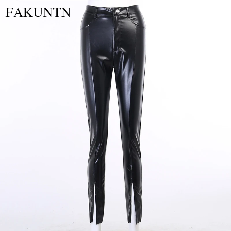 Women's Straight Pants High Waist Leather Trousers Autumn Winter Fashion Tight Black Brown Split Leather Pants Women Trousers
Women's Straight Pants High Waist Leather Trousers Autumn Winter Fashion Tight Black Brown Split Leather Pants Women Trousers