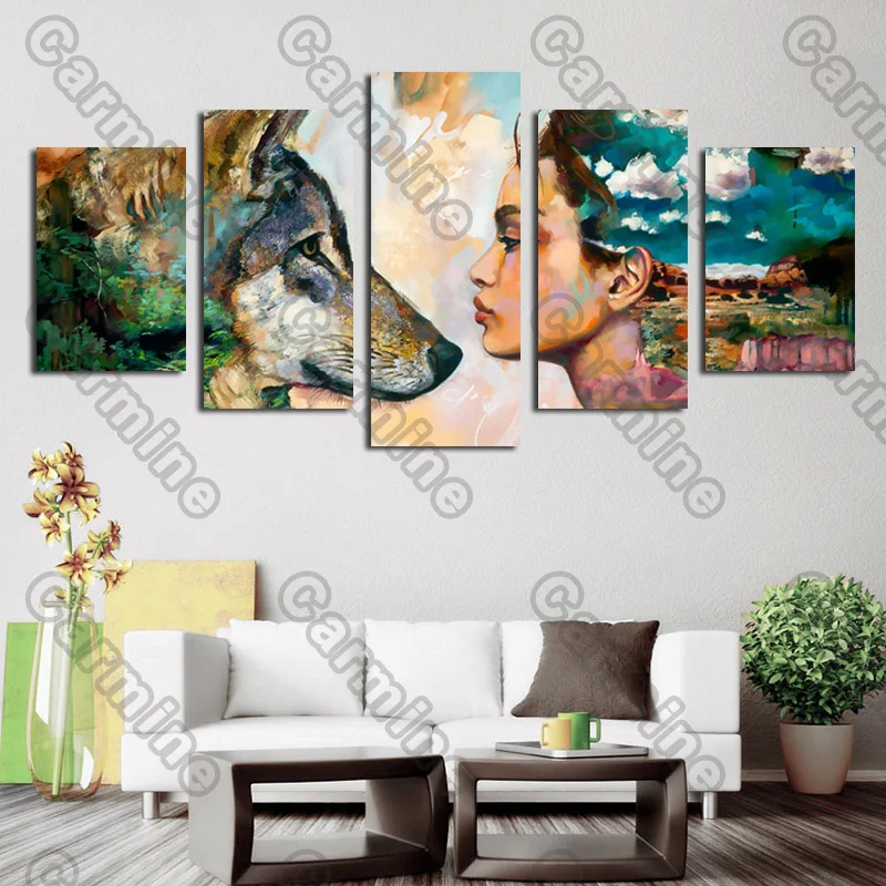 Poster Painted Beauty and Wolf Figure Canvas Painting 5Pcs Posters Painting Wall Art Decoration for Living Room and Bedroom
Poster Painted Beauty and Wolf Figure Canvas Painting 5Pcs Posters Painting Wall Art Decoration for Living Room and Bedroom