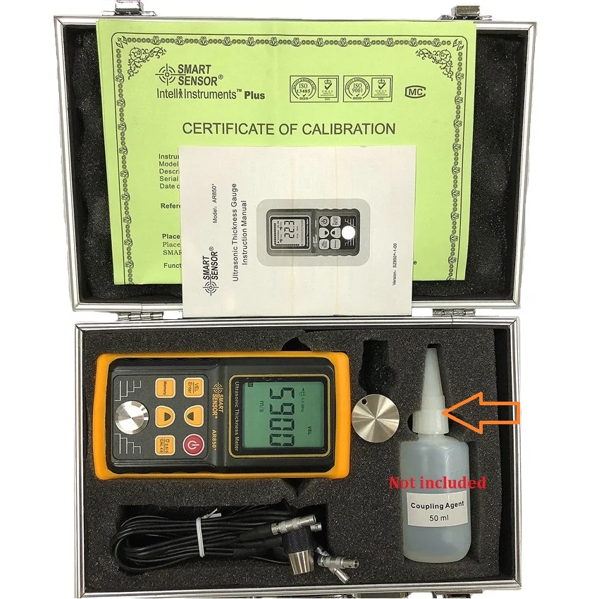 AR850+ Ultrasonic Thickness Gauge Tester Sound Velocity Meter Metal Width Measuring 1.2 to 225MM For Steel Aluminium Plate 
AR850+ Ultrasonic Thickness Gauge Tester Sound Velocity Meter Metal Width Measuring 1.2 to 225MM For Steel Aluminium Plate