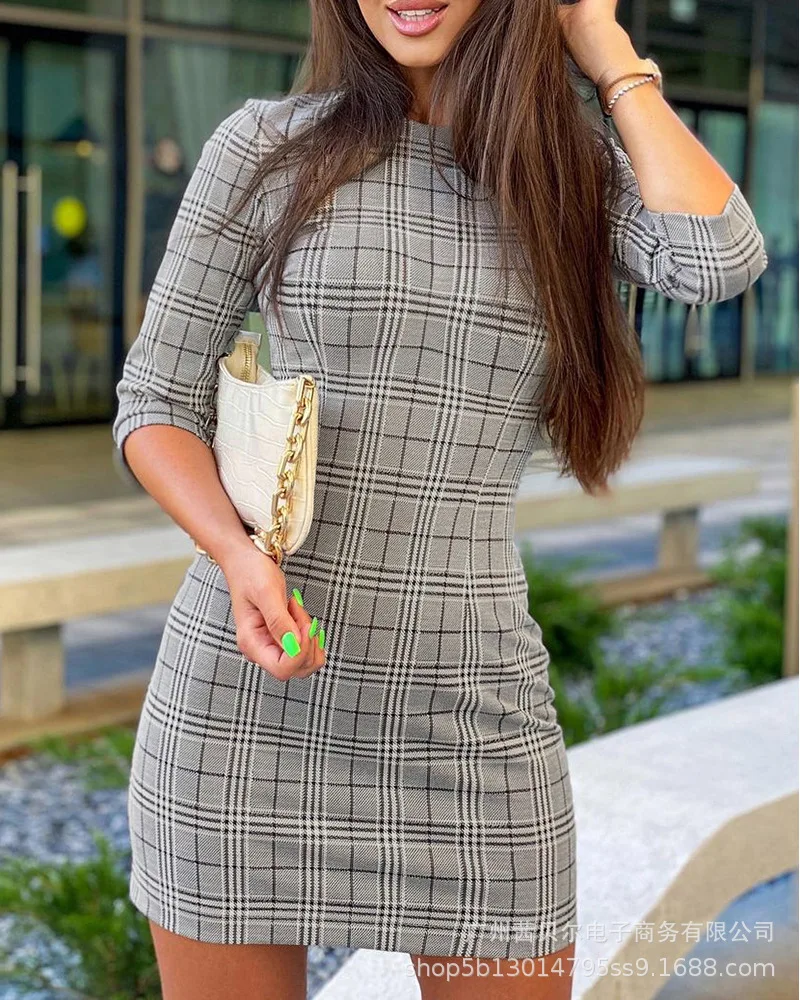 Women Mini Dress New Plaid Half Sleeve Tight Skirt Casual Fashion O Neck High Waist Women's Mini Dress
Women Mini Dress New Plaid Half Sleeve Tight Skirt Casual Fashion O Neck High Waist Women's Mini Dress