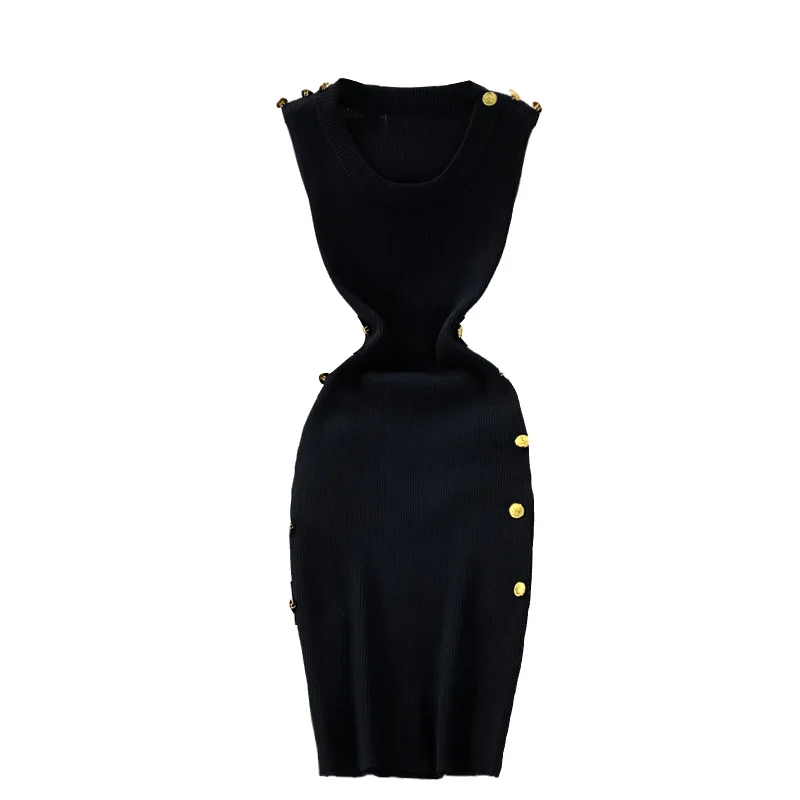 Women's O-neck Knitted Dress Sleeveless 2021 Summer New French Waist Slim Dress Girl Sexy Elastic Dresses Bodycon Dress
Women's O-neck Knitted Dress Sleeveless 2021 Summer New French Waist Slim Dress Girl Sexy Elastic Dresses Bodycon Dress