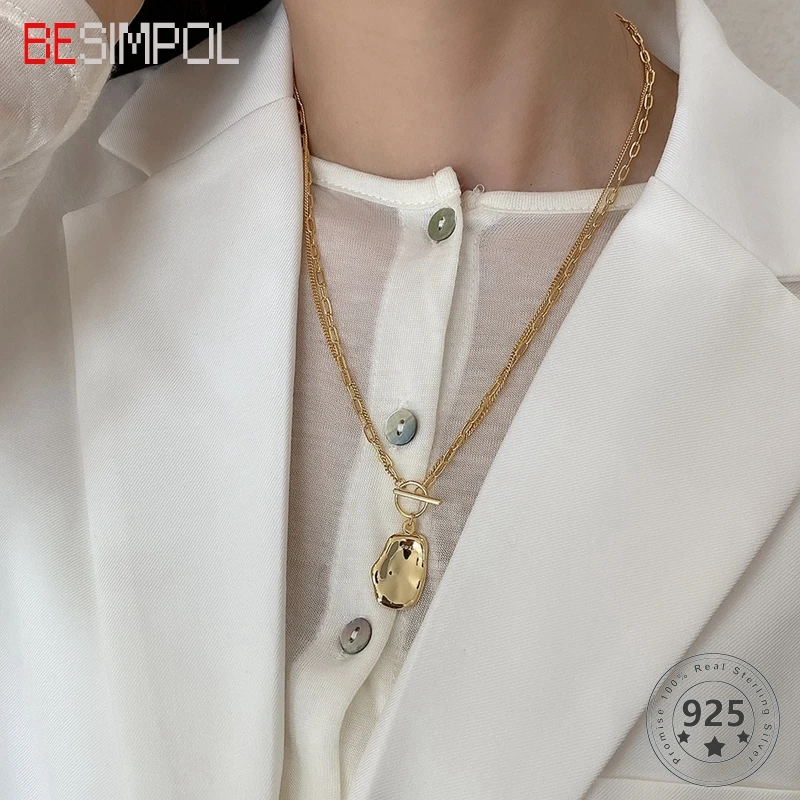 Ожерелье Besimpol из 100% стерлингового серебра 925 пробы, Двухслойное, асимметричное, для женщин, простое ожерелье, ювелирные украшения
Ожерелье Besimpol из 100% стерлингового серебра 925 пробы, Двухслойное, асимметричное, для женщин, простое ожерелье, ювелирные украшения