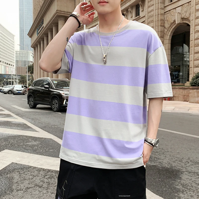 2020 Summer T Shirt Mens 100% Cotton Short Sleeve T-shirt Casual Striped Tees Man Quality Mangas Cortas Camiseta De Los Hombres
2020 Summer T Shirt Mens 100% Cotton Short Sleeve T-shirt Casual Striped Tees Man Quality Mangas Cortas Camiseta De Los Hombres