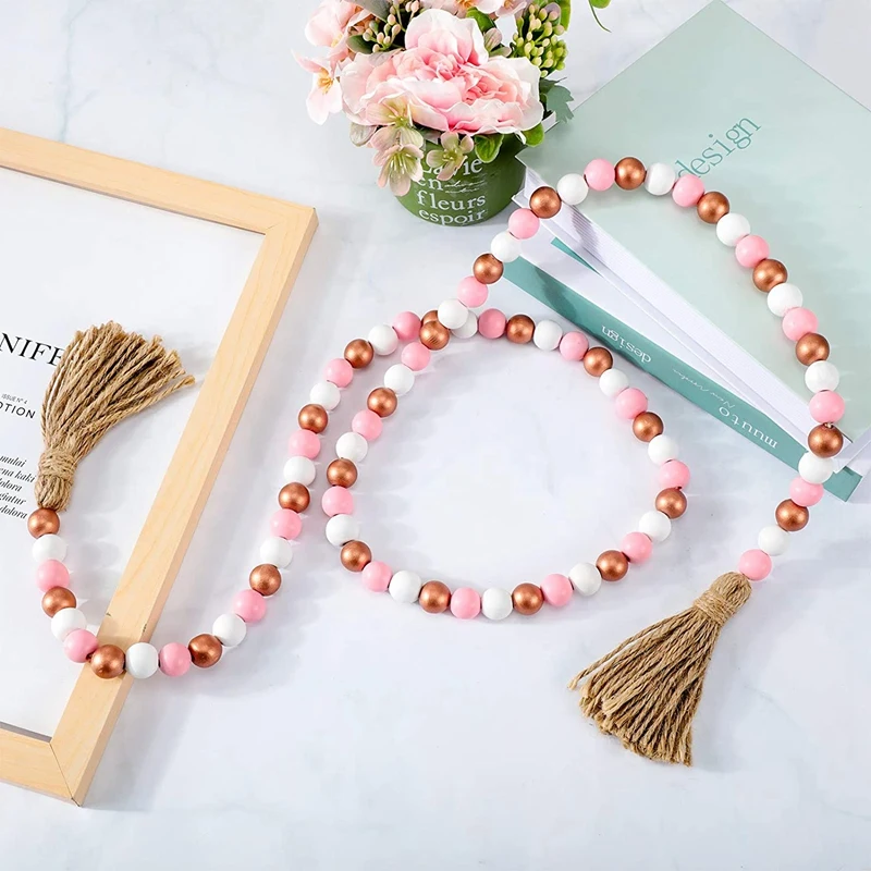2 Pieces Valentine's Day Wood Bead Garlands with Tassels Farmhouse Rustic Country Wood Bead Garland
2 Pieces Valentine's Day Wood Bead Garlands with Tassels Farmhouse Rustic Country Wood Bead Garland