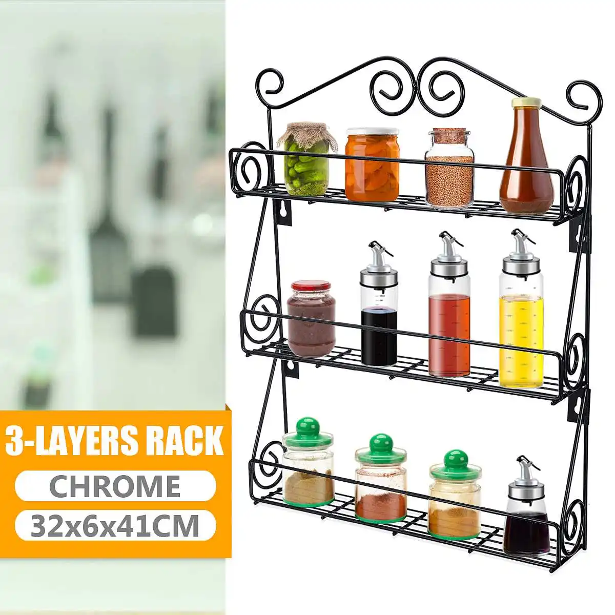 3 Tier Wall Mount Kitchen Organizer Rack Metal Spice Jar Rack Cabinet Shelf Bathroom Nail-free Shampoo Storage Holders Racks
3 Tier Wall Mount Kitchen Organizer Rack Metal Spice Jar Rack Cabinet Shelf Bathroom Nail-free Shampoo Storage Holders Racks