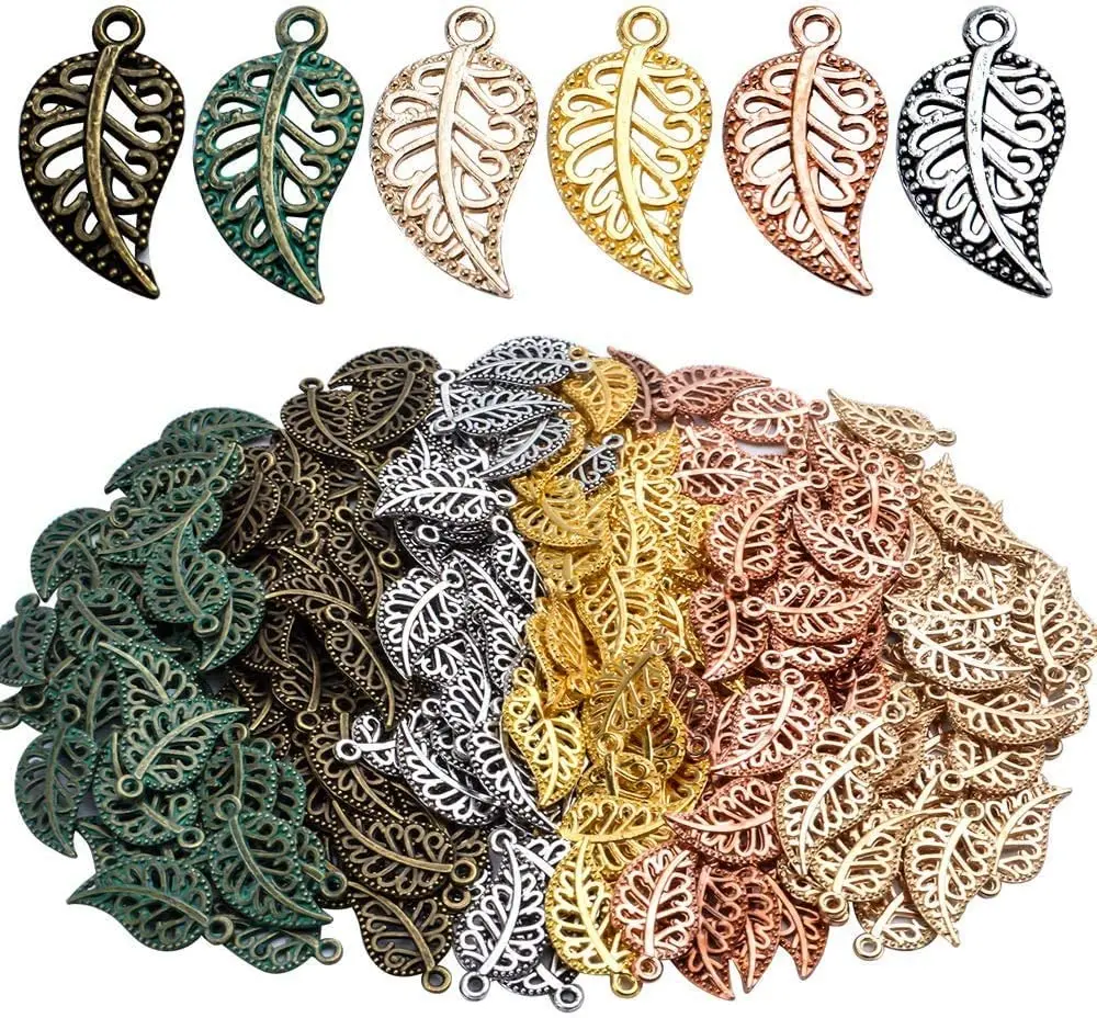 Leaf Charms Collection, 210pcs Mixed Filigree Leaf Charms Metal Pendant Jewelry Findings for Bracelet Necklace Making, 6 Colors
Leaf Charms Collection, 210pcs Mixed Filigree Leaf Charms Metal Pendant Jewelry Findings for Bracelet Necklace Making, 6 Colors