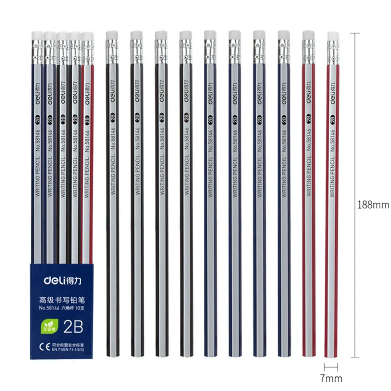 10 pcs / box Deli 58146, 2b hexagonal advanced graphite, rubber head pencil, log non-toxic pencil, student office stationery
10 pcs / box Deli 58146, 2b hexagonal advanced graphite, rubber head pencil, log non-toxic pencil, student office stationery