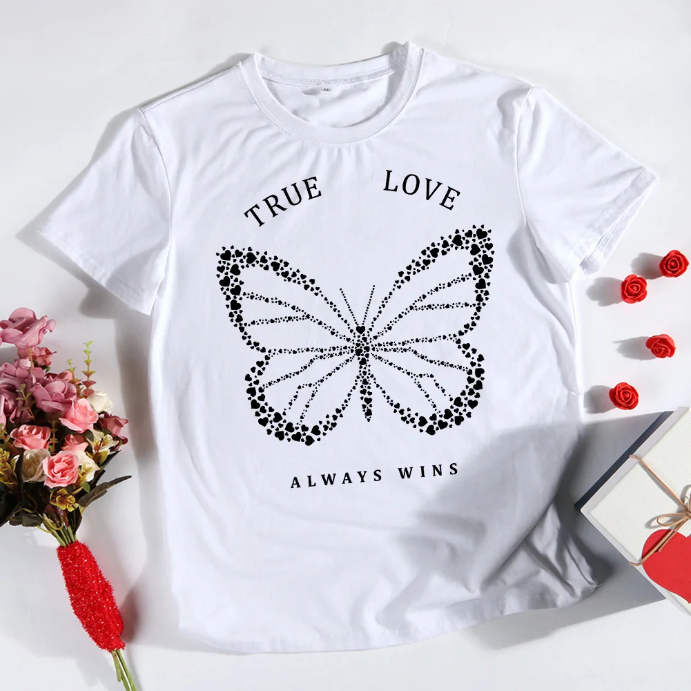 Butterfly Letters Print T-shirt Ture Love Always Wins Tops Tee Valentine Day Gift for Women Men S-XXXL
Butterfly Letters Print T-shirt Ture Love Always Wins Tops Tee Valentine Day Gift for Women Men S-XXXL