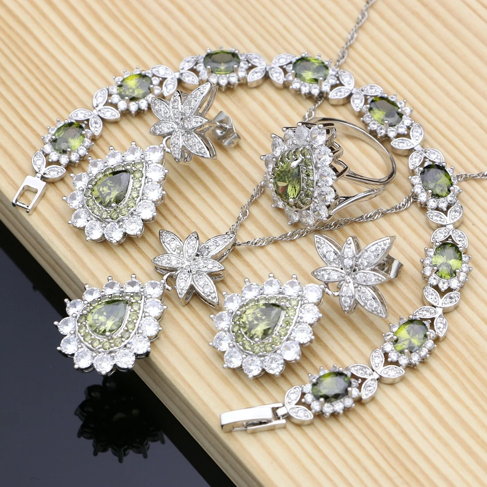 Dropshipping Silver 925 Jewelry Sets Olive Green CZ Costume Jewelry Kits For Women Earrings/Pendant/Rings/Bracelet/Necklace Sets
Dropshipping Silver 925 Jewelry Sets Olive Green CZ Costume Jewelry Kits For Women Earrings/Pendant/Rings/Bracelet/Necklace Sets