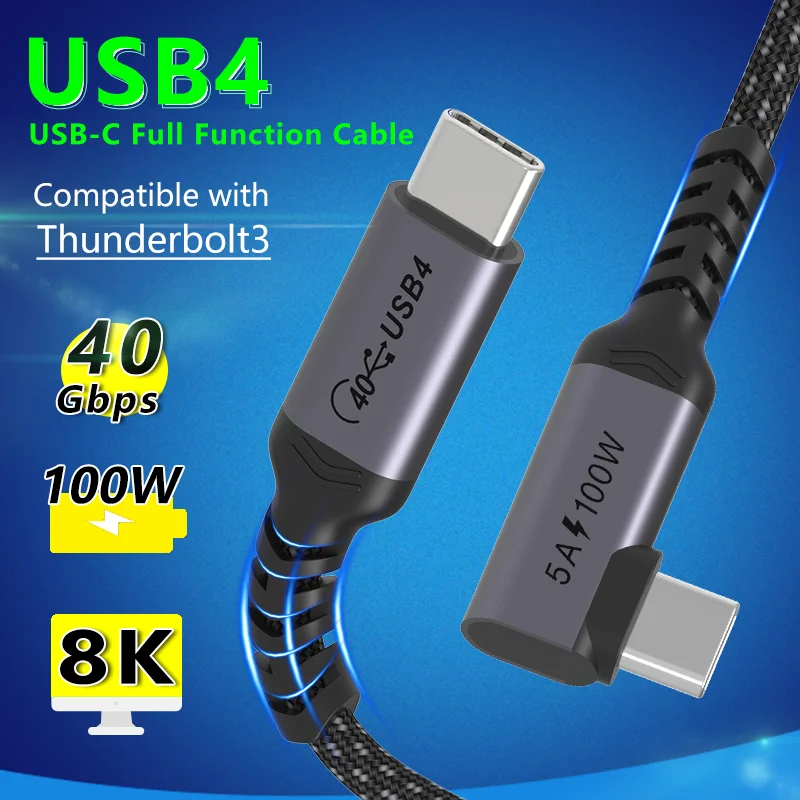 

Коаксиальный кабель USB 4 типа C Thunderbolt 3 PD 100 Вт 8K @ 60 Гц 40 Гбит/с для передачи данных Быстрая зарядка для Dell HP ноутбука apple Macbook IPad
