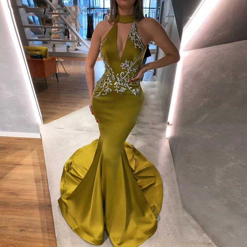 Long Mermaid Evening Dresses 2020 Elegant Women Dubai Crystal Prom Gowns Lime Yellow Plus Size Arabic Formal Graduation Dress
Long Mermaid Evening Dresses 2020 Elegant Women Dubai Crystal Prom Gowns Lime Yellow Plus Size Arabic Formal Graduation Dress