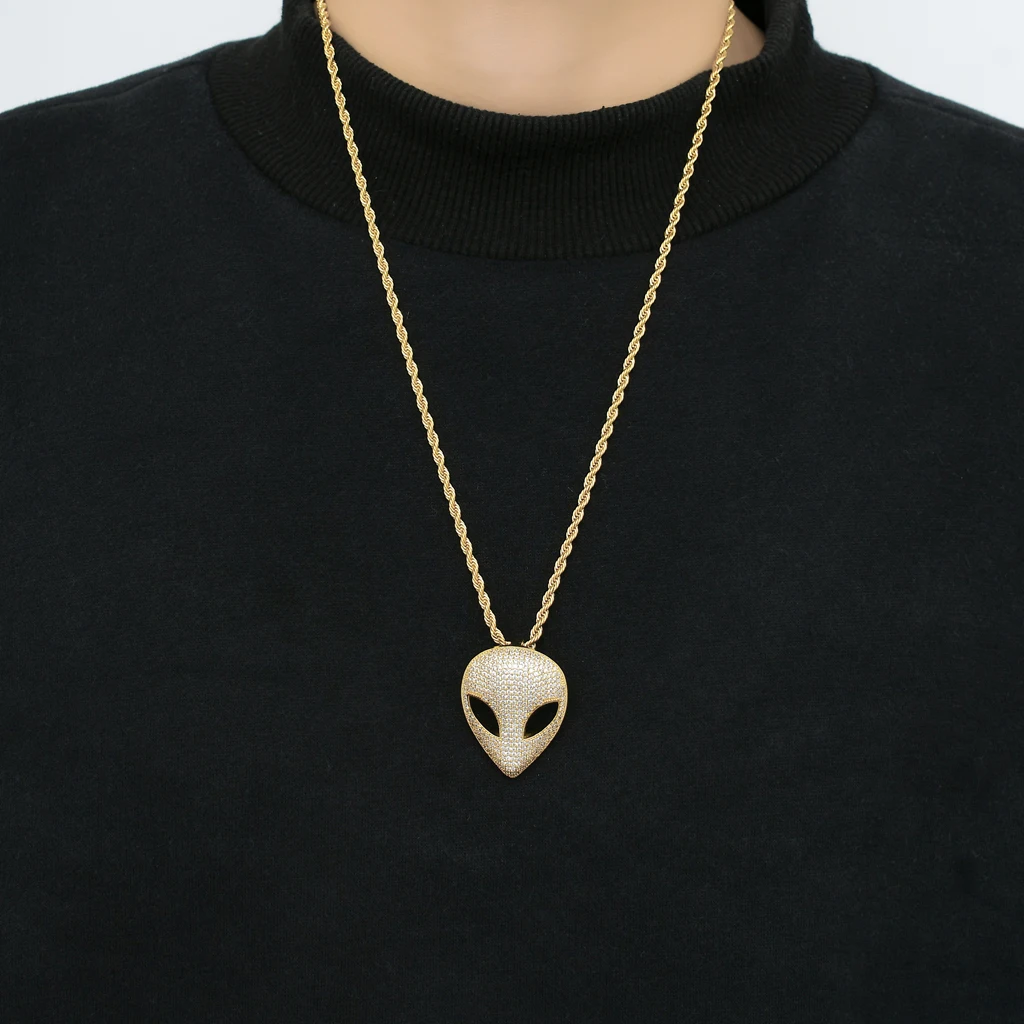 MATHALLA Bling Bling Hollow Alien Head Pendant 14K Real Gold Jewelry Brass Iced Out 5A CZ Stone Mens Hip Hop Pendant Necklace
MATHALLA Bling Bling Hollow Alien Head Pendant 14K Real Gold Jewelry Brass Iced Out 5A CZ Stone Mens Hip Hop Pendant Necklace