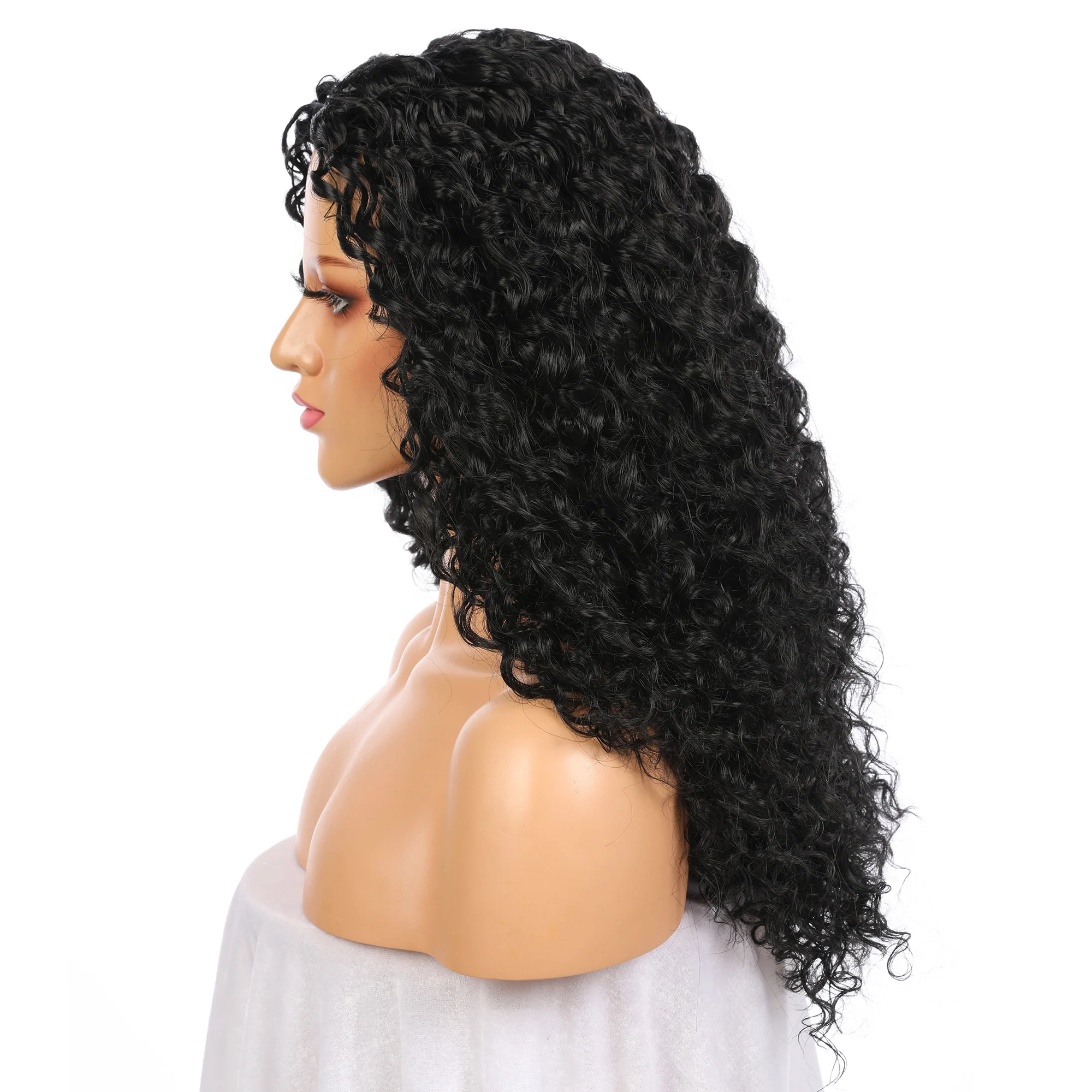 Black Color Soft Kinky Curly Long Glueless Lace Front Wig High Temperature For Black Women With Baby Hair 180%Density 26Inch 
Black Color Soft Kinky Curly Long Glueless Lace Front Wig High Temperature For Black Women With Baby Hair 180%Density 26Inch