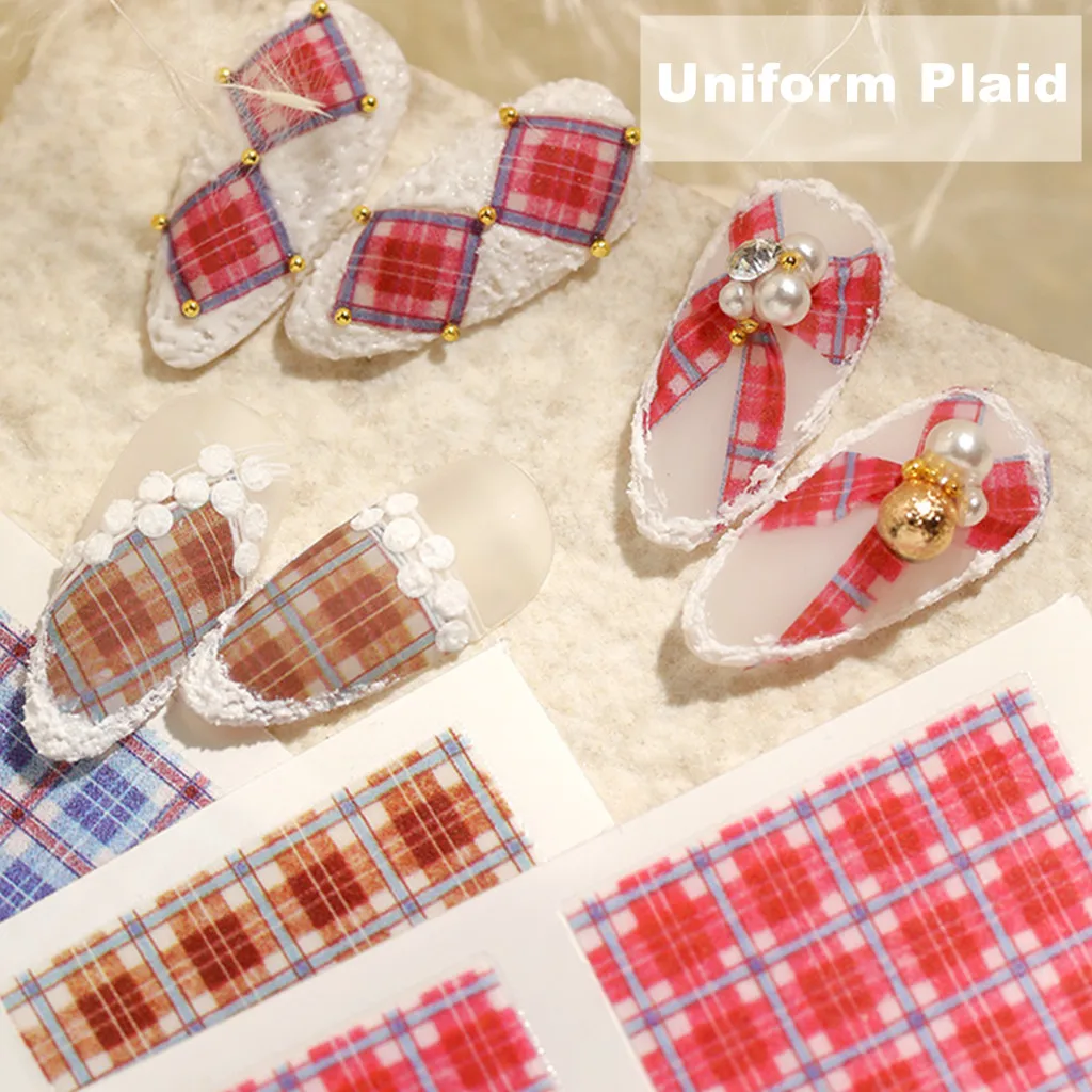 1 Sheet Uniform Plaid Nail Art 3D Stickers Nail Decals for Nails Lace Manicure England Design DIY 3D Accessories
1 Sheet Uniform Plaid Nail Art 3D Stickers Nail Decals for Nails Lace Manicure England Design DIY 3D Accessories