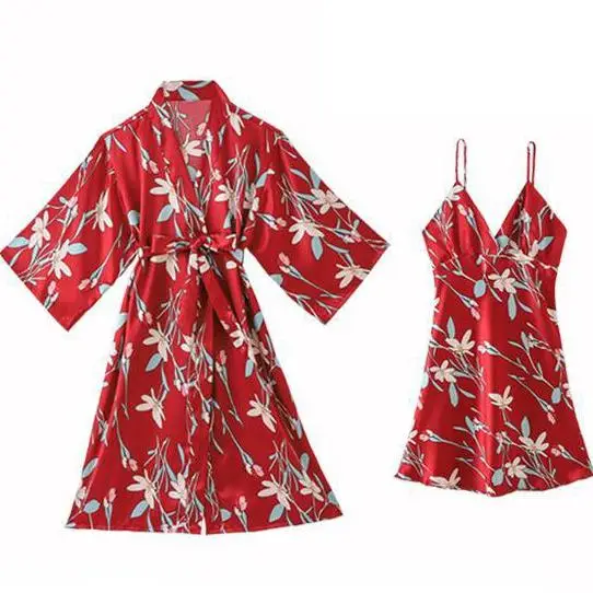 Sleepwear Sexy Satin Women 2PCS Robe Set Print Kimono Bathrobe Gown Bride Wedding Nightgown Casual Nightwear Intimate Lingerie
Sleepwear Sexy Satin Women 2PCS Robe Set Print Kimono Bathrobe Gown Bride Wedding Nightgown Casual Nightwear Intimate Lingerie