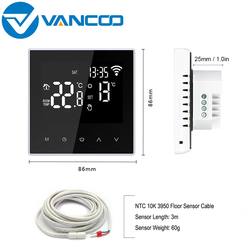 Tuya WIFI Smart Thermostat 220V Electric Heating Floor Temperature Controller Digital Temperature Remote Control for Google Home
Tuya WIFI Smart Thermostat 220V Electric Heating Floor Temperature Controller Digital Temperature Remote Control for Google Home