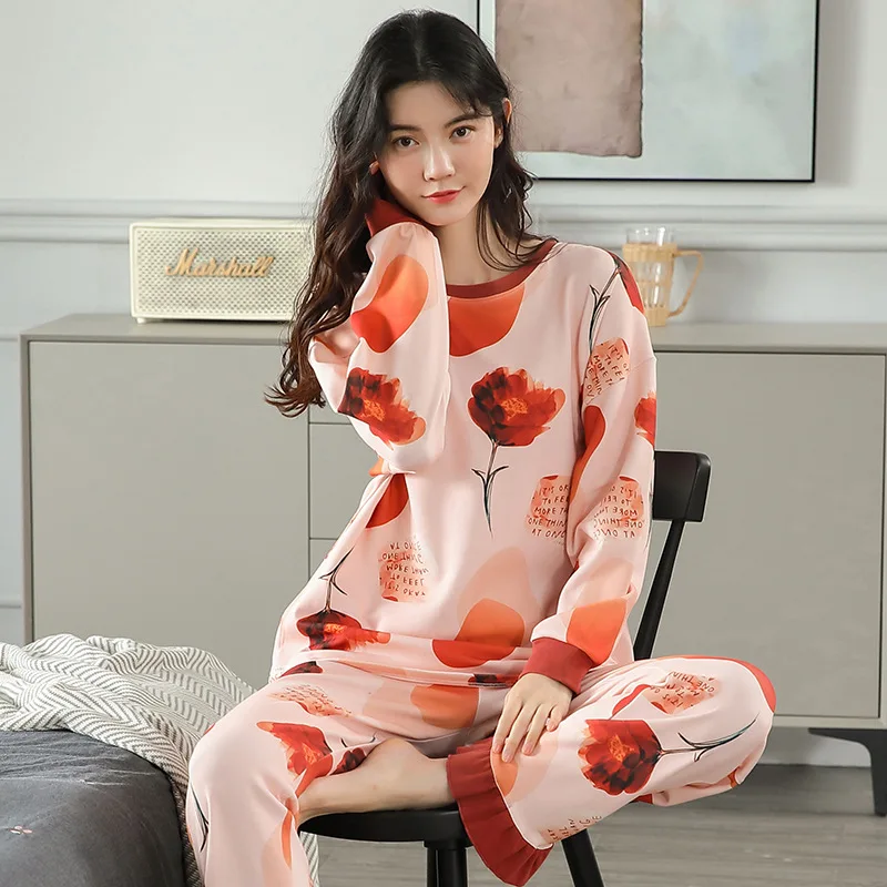 Female Print Flower 2PCS Pajamas Set Pyjamas Sexy Cotton Sleepwear Sleep Suit Nightwear Autumn New Casual Home Clothes 
Female Print Flower 2PCS Pajamas Set Pyjamas Sexy Cotton Sleepwear Sleep Suit Nightwear Autumn New Casual Home Clothes
