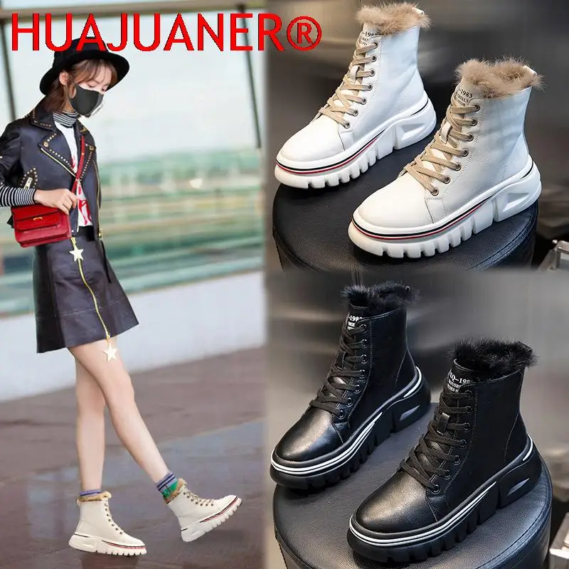 Winter Rabbit Fur Warm Boots Genuine Leather Lace Up Motorcycle Boots Ladies Casual Platforn Shoes Woman Snow Footwear
Winter Rabbit Fur Warm Boots Genuine Leather Lace Up Motorcycle Boots Ladies Casual Platforn Shoes Woman Snow Footwear