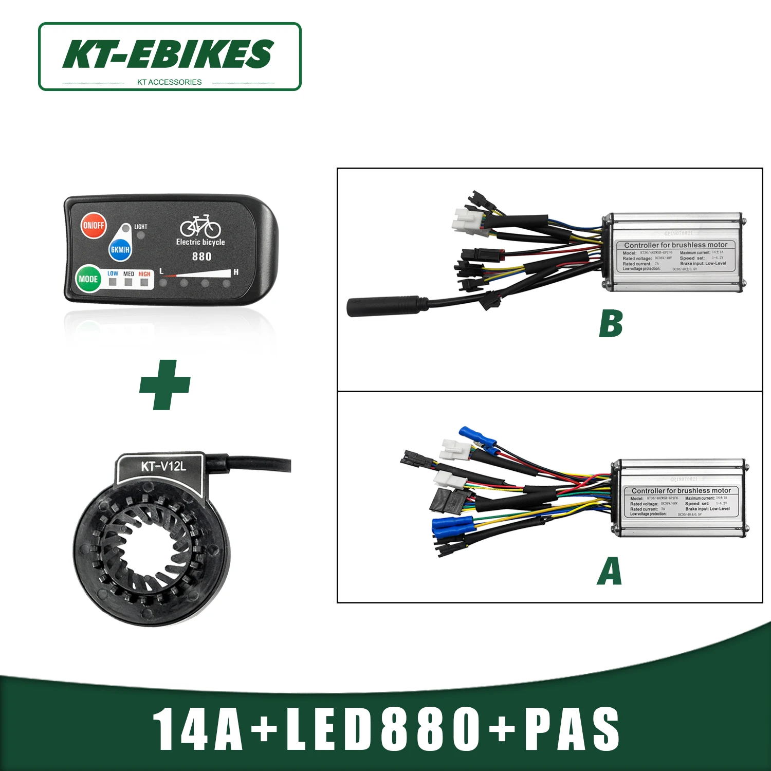KT 36V 48V 14A 250W 350W Controller Dual Mode Hall Sensor LED880 Display Meter PAS Set E-bike Conversion Kit
KT 36V 48V 14A 250W 350W Controller Dual Mode Hall Sensor LED880 Display Meter PAS Set E-bike Conversion Kit