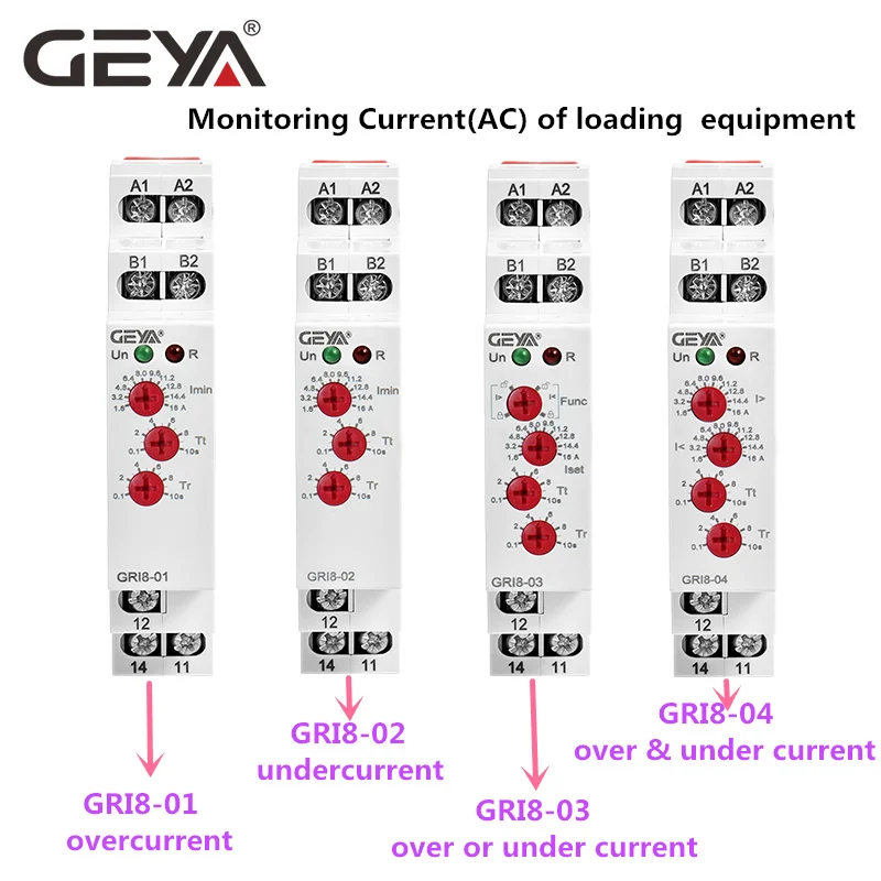 GEYA GRI8-02 Under Current Monitoring Relay 0.05A-16A Current Switch Relay AC/DC 24V-240V
GEYA GRI8-02 Under Current Monitoring Relay 0.05A-16A Current Switch Relay AC/DC 24V-240V